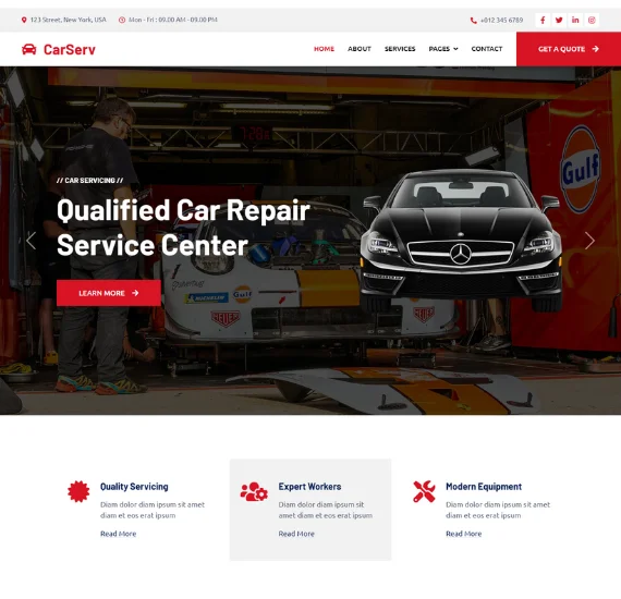 Fitness Website Home Page